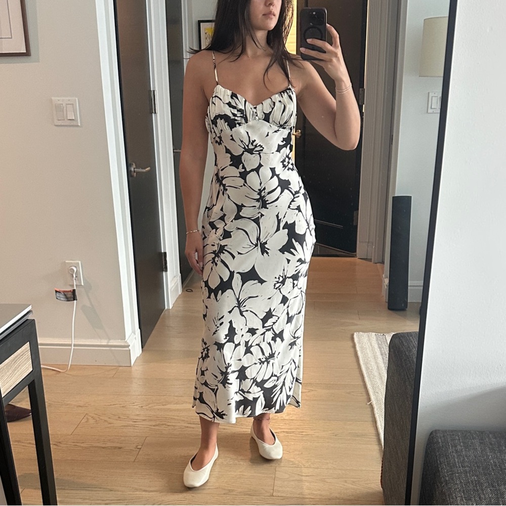 Zara Floral Black and White Dress